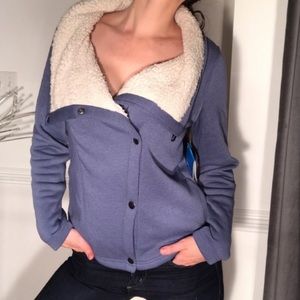 Columbia Sherpa Button Up Wrap Jacket Coat Blue Purple Size XL